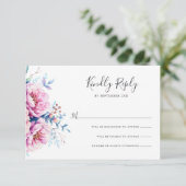 Pink Peonies | RSVP-Karte für Aquarellblumen RSVP Karte (Stehend Vorderseite)