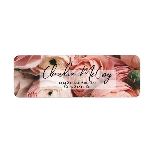 Pink Peonies Rücksendeadresse (Vorne)