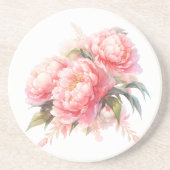 Pink Peonies Sandstone Untersetzer (Vorne)