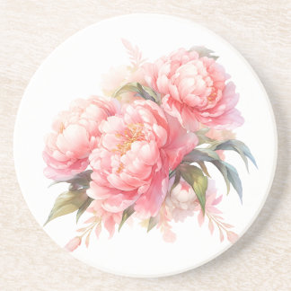 Pink Peonies Sandstone Untersetzer