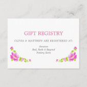 Pink Peonies Silver Wedding Gift Registry Begleitkarte (Vorderseite)