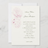 Pink Peonies Sketch Formal Calligrafy Wedding Einladung (Vorderseite)