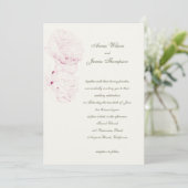 Pink Peonies Sketch Formal Calligrafy Wedding Einladung (Stehend Vorderseite)