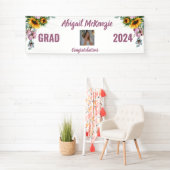 Pink Peonies Sonnenblumen Foto Abschluss Banner (Insitu)