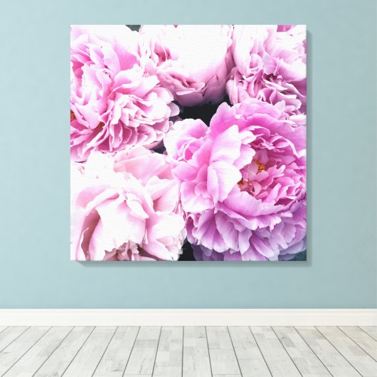 Pink Peonies Stretched Canvas Print Leinwanddruck (Insitu (Holzboden))