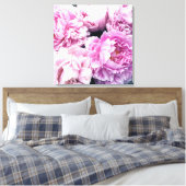 Pink Peonies Stretched Canvas Print Leinwanddruck (Insitu (Schlafzimmer))
