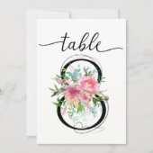 Pink Peonies Tabelle acht Tischnummern (Vorderseite)