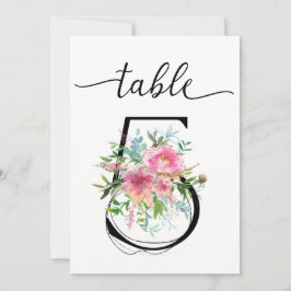 Pink Peonies Tabelle fünf Tischnummern