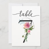 Pink Peonies Tabelle sieben Tischnummern (Vorderseite)