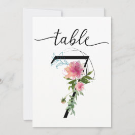 Pink Peonies Tabelle sieben Tischnummern