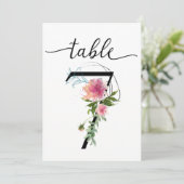 Pink Peonies Tabelle sieben Tischnummern (Stehend Vorderseite)