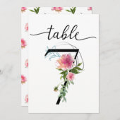 Pink Peonies Tabelle sieben Tischnummern (Vorne/Hinten)