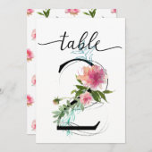 Pink Peonies Tabelle zwei Tischnummern (Vorne/Hinten)