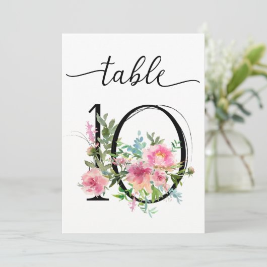 Pink Peonies Table 10 Tischnummer (Stehend Vorderseite)