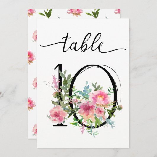 Pink Peonies Table 10 Tischnummer (Vorne/Hinten)