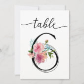 Pink Peonies Table sechs Tischnummern (Vorderseite)