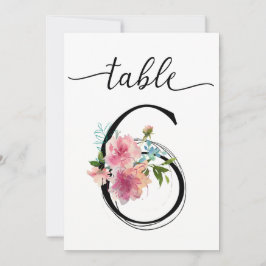 Pink Peonies Table sechs Tischnummern