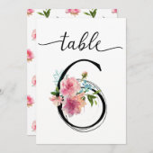 Pink Peonies Table sechs Tischnummern (Vorne/Hinten)