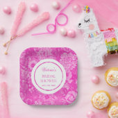 Pink Peonies Toile Brautparty Pappteller (Party)