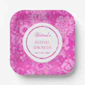 Pink Peonies Toile Brautparty Pappteller (Vorderseite)