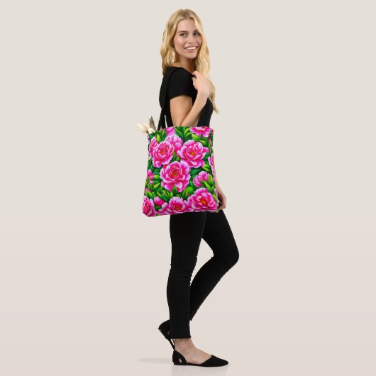 Pink Peonies Tote Bag Tasche (Am Model)
