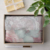 Pink Peonies und Blumen auf rosa, weiße Spitzen Seidenpapier (Geschenk)