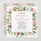 Pink Peonies und Eukalyptus Wasserfarbene Blüten Einladung (Vorne/Hinten)