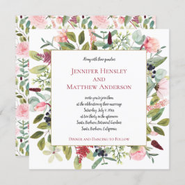 Pink Peonies und Eukalyptus Wasserfarbene Blüten Einladung