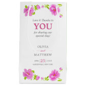 Pink Peonies Watercolor Blumengrün Hochzeitsgast Kleine Geschenktüte (Vorderseite)