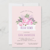 Pink Peonies Watercolor Brautparty Einladung (Vorderseite)