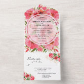Pink Peonies Watercolor Hochzeit All In One Einladung (Innen Boden)