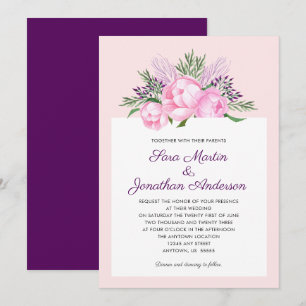 Pink Peonies Watercolor   Hochzeit Einladung