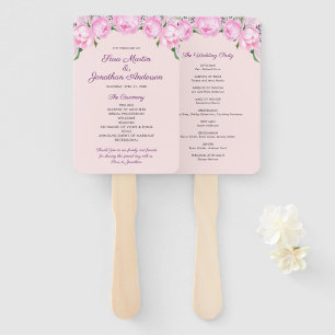 Pink Peonies Watercolor   Hochzeit Fächer