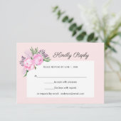 Pink Peonies Watercolor | UAWG | RSVP Karte (Stehend Vorderseite)