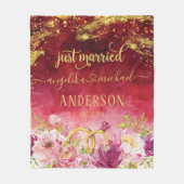 Pink Peonies Wedding Ring Red Gold Nur verheiratet Fleecedecke (Vorderseite)