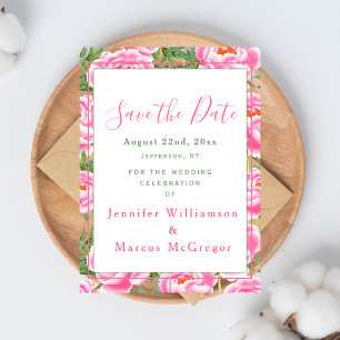 Pink Peonies Wedding - Save the Date Karte