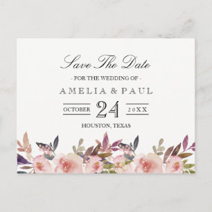 Pink Peonies Wedding Save the Date Postcard Ankündigungspostkarte