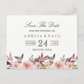 Pink Peonies Wedding Save the Date Postcard Ankündigungspostkarte (Vorderseite)