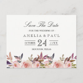 Pink Peonies Wedding Save the Date Postcard Ankündigungspostkarte