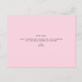 Pink Peonies werden Sie meine Ehrenmatrone sein Einladungspostkarte (Rückseite)