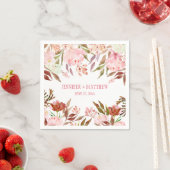 Pink Peonies Wildblumen Grüne Empfang | Serviette (Beispiel)