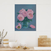 Pink Peonies with Hidden Cat Eyes Poster (Küche)