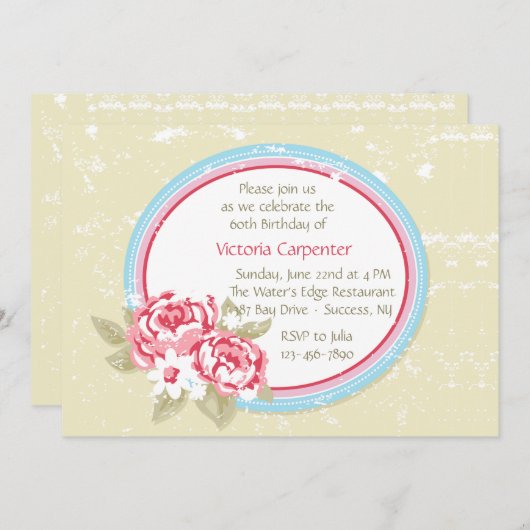 Pink Peony (1) Einladung (Vorne/Hinten)