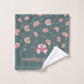 Pink Peony and Bow Pattern Badhandtuch Set (Waschlappen)