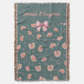 Pink Peony and Bow Pattern Decke (Vorderseite Vertikal)
