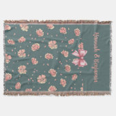 Pink Peony and Bow Pattern Decke (Vorderseite)