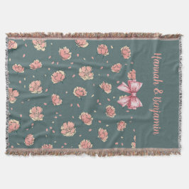 Pink Peony and Bow Pattern Decke