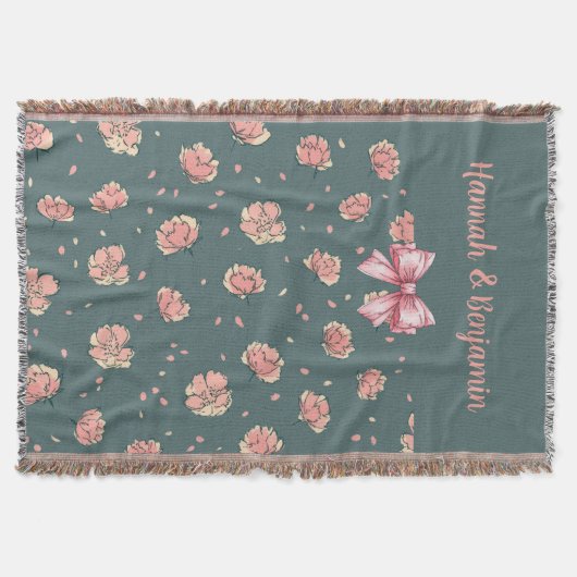 Pink Peony and Bow Pattern Decke (Vorderseite)