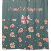 Pink Peony and Bow Pattern Duschvorhang (Vorderseite)