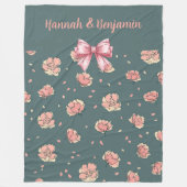 Pink Peony and Bow Pattern Fleecedecke (Vorderseite)